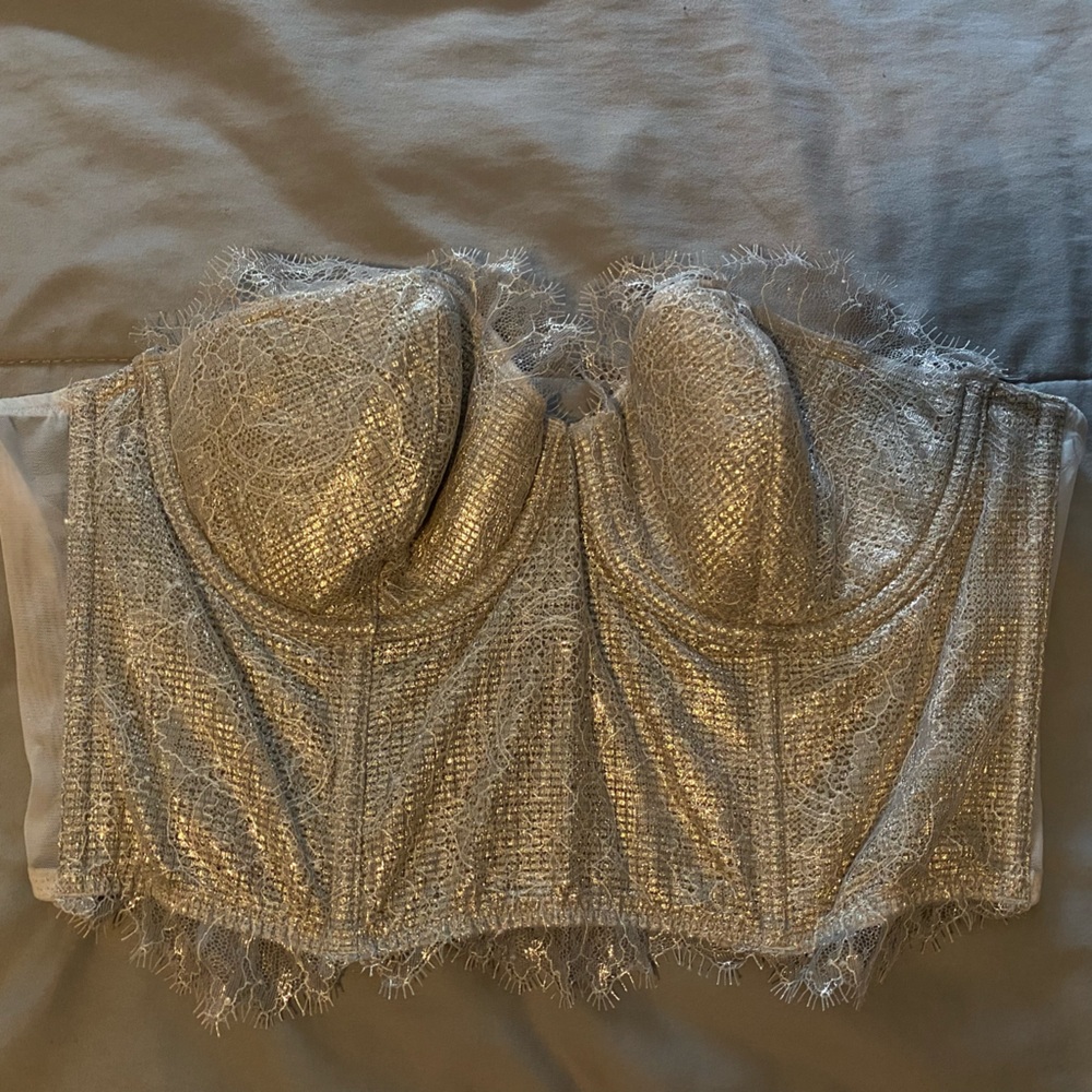 Victoria’s Secret silver/gold corset bra top